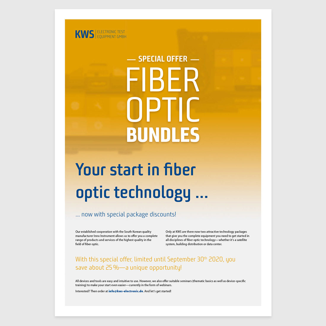 KWS Electronic News 2020: Special offer fiber optic bundles