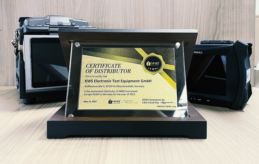 KWS Electronic News 2022: Our new distributor certificate from INNO Instrument