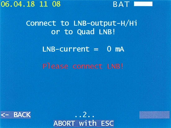 VAROS 109 Assistance system SAT: Connection of the LNB / current test